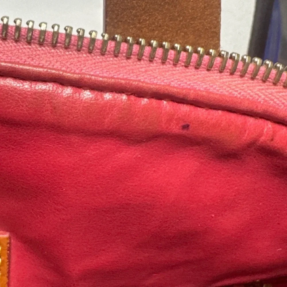 Dooney & Bourke Pink Pebble Grain Leather Satchel Bag Brown‎ Trim Dome Handbag
